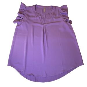 Zenana 1X Purple Flutter Sleeve Cottagecore Preppy Minimalist Modern Shell